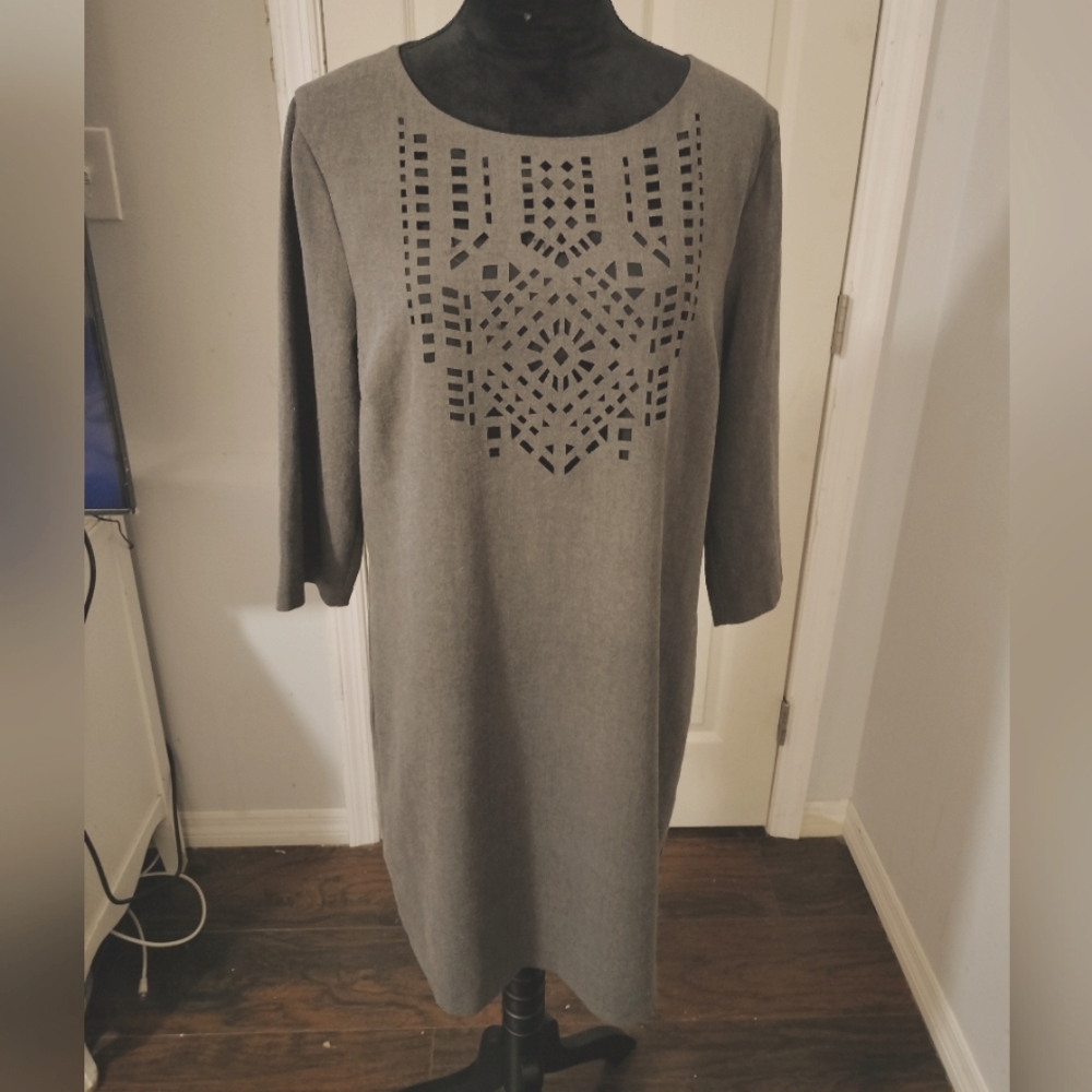 Banana Republic - Grey Laser Cut Detailing Dress Plus Size 14